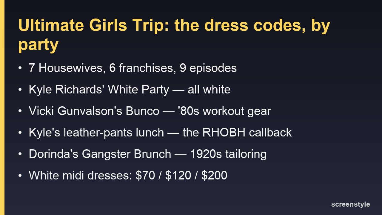 The Ultimate Girls Trip dress codes, party by party, and three white-dress price tiers
